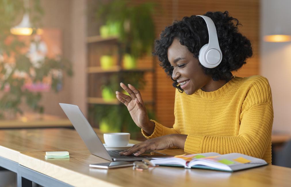 young woman on video call